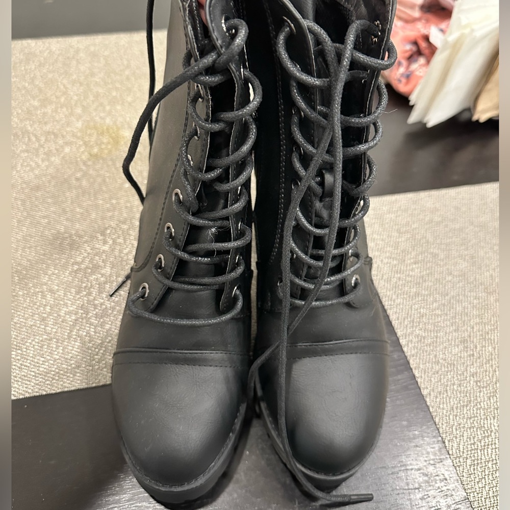 Brand new black lace up combat boots